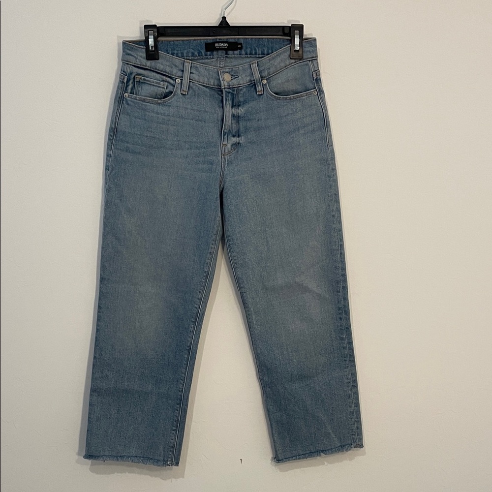 Hudson Light Blue Denim jeans Stella midrise crop straight size 28